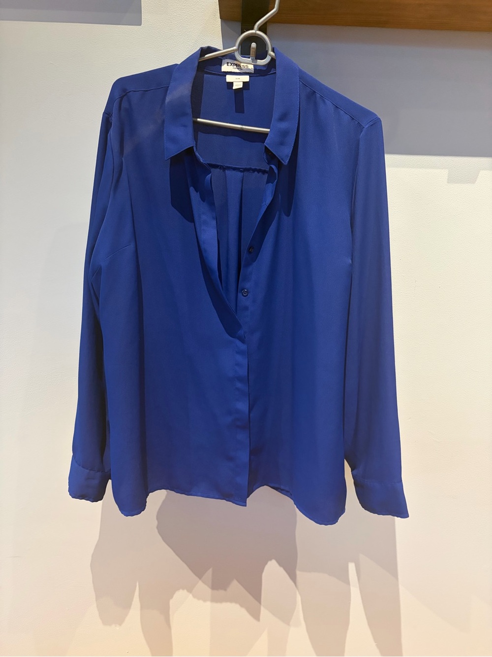 Express Sapphire Blue Button-Front Blouse
